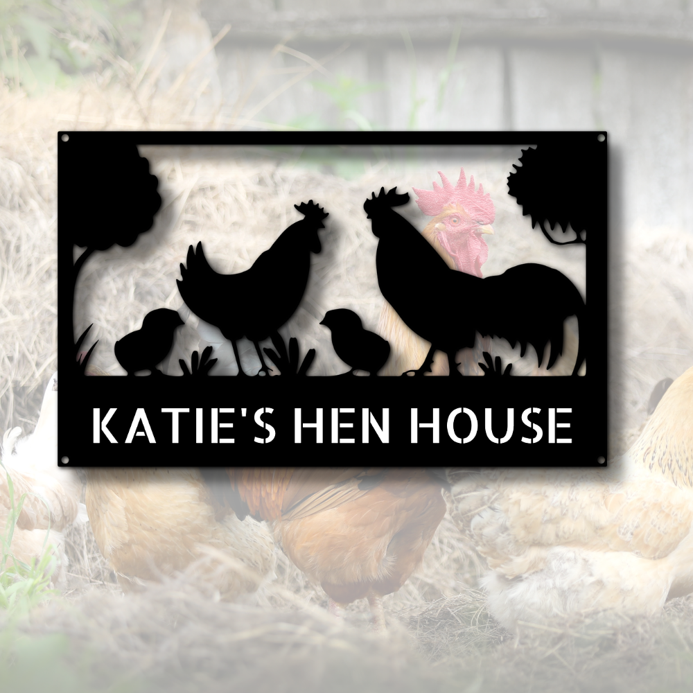 Personalized Chicken Coop Sign, Hen House Metal Sign, Custom Chicken Coop Metal Sign, Farmhouse Décor, Chicken Farm Sign, Family Name Metal Sign
