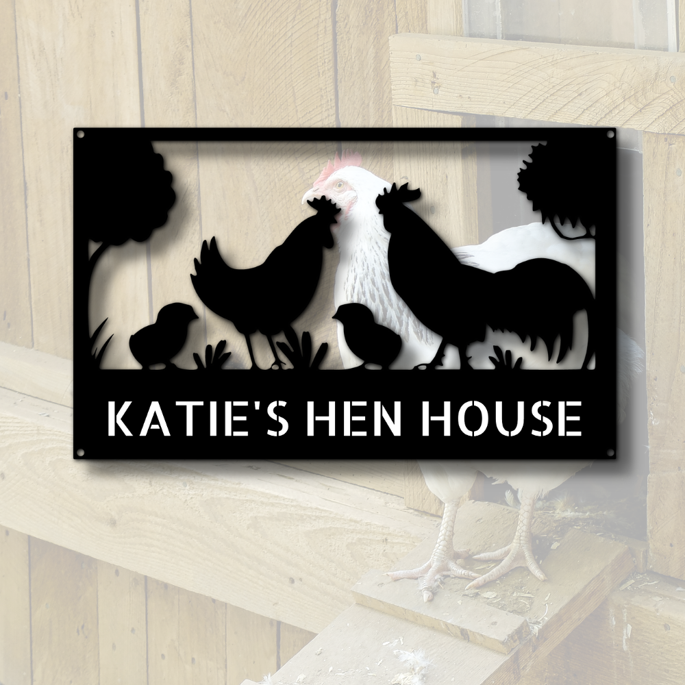 Personalized Chicken Coop Sign, Hen House Metal Sign, Custom Chicken Coop Metal Sign, Farmhouse Décor, Chicken Farm Sign, Family Name Metal Sign