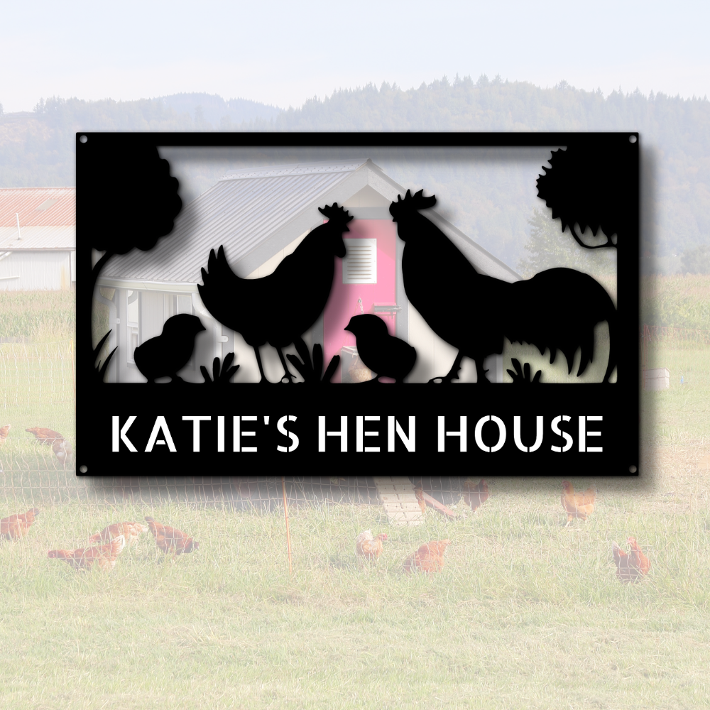 Personalized Chicken Coop Sign, Hen House Metal Sign, Custom Chicken Coop Metal Sign, Farmhouse Décor, Chicken Farm Sign, Family Name Metal Sign