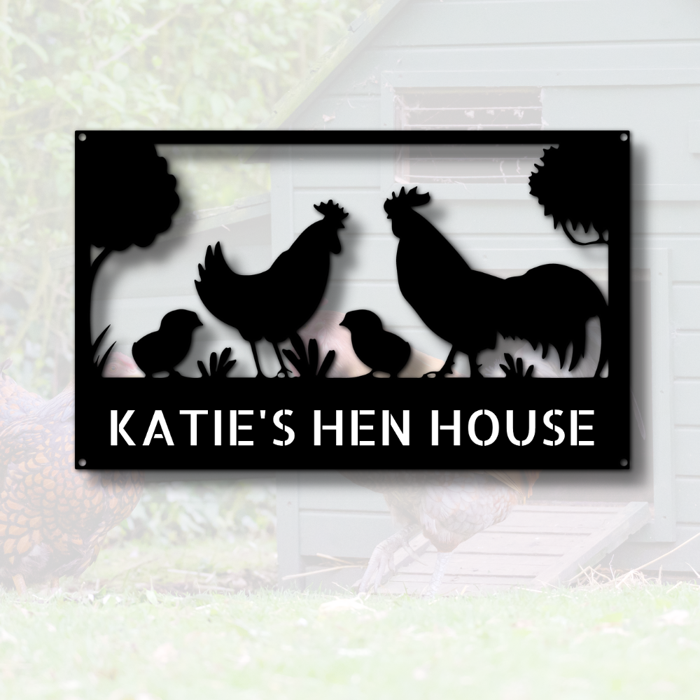 Personalized Chicken Coop Sign, Hen House Metal Sign, Custom Chicken Coop Metal Sign, Farmhouse Décor, Chicken Farm Sign, Family Name Metal Sign