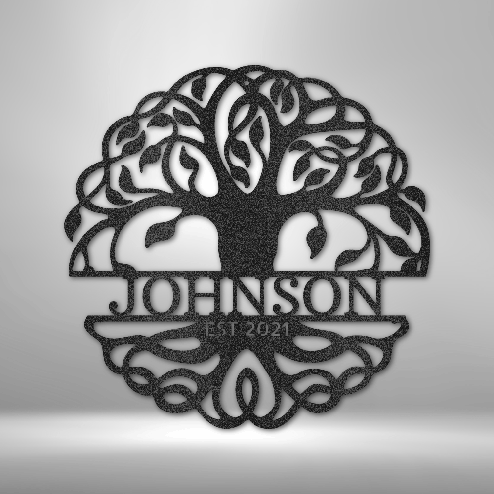 Personalized Tree of Life Metal Wall Art, Housewarming Gift, Fancy Tree of Life Décor, Wedding Gift, EST Metal Sign, Family Name Metal Wall Sign