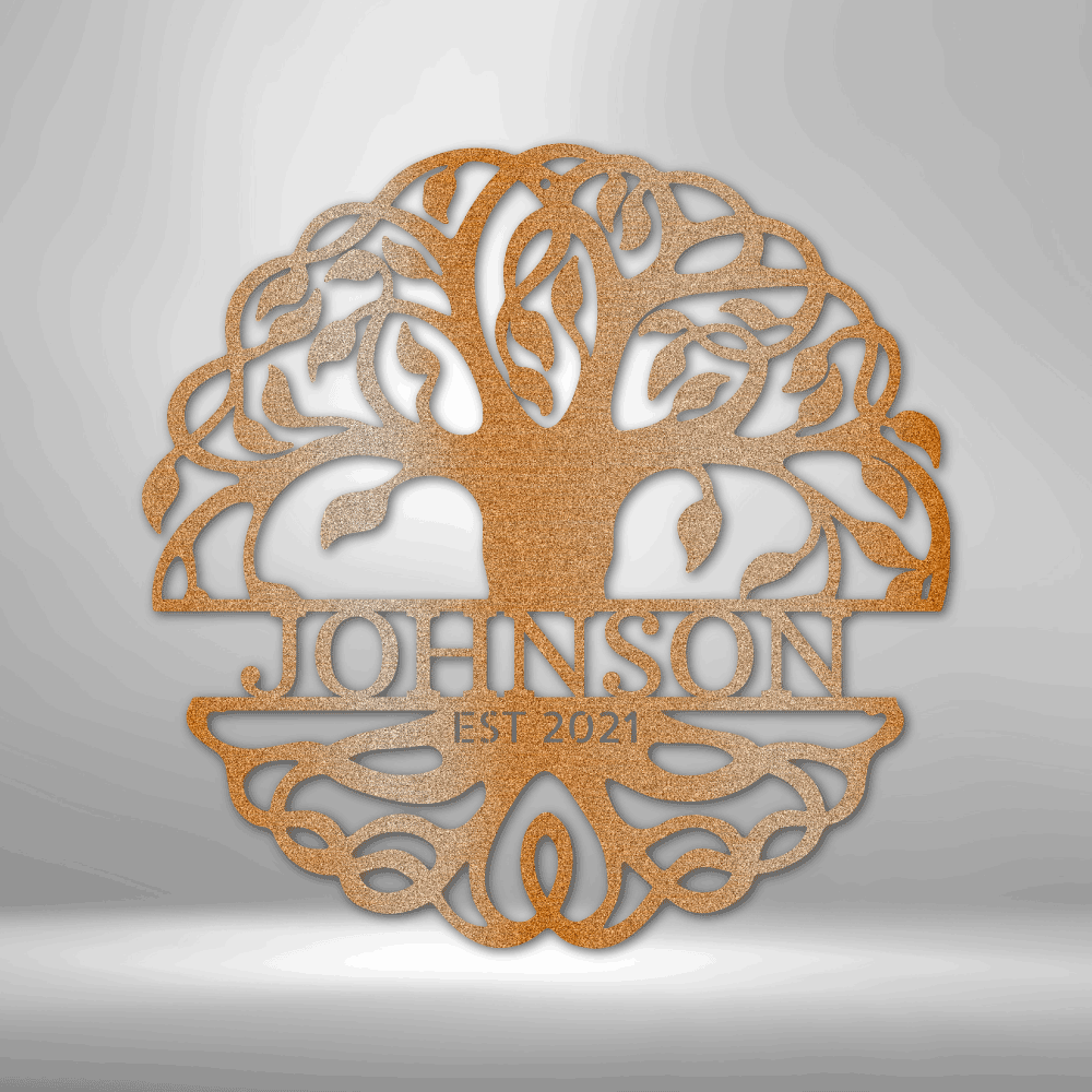 Personalized Tree of Life Metal Wall Art, Housewarming Gift, Fancy Tree of Life Décor, Wedding Gift, EST Metal Sign, Family Name Metal Wall Sign