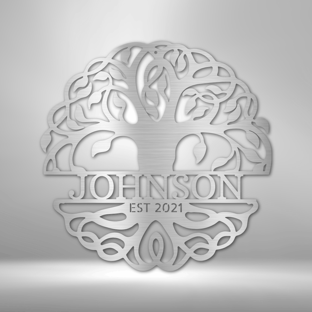 Personalized Tree of Life Metal Wall Art, Housewarming Gift, Fancy Tree of Life Décor, Wedding Gift, EST Metal Sign, Family Name Metal Wall Sign