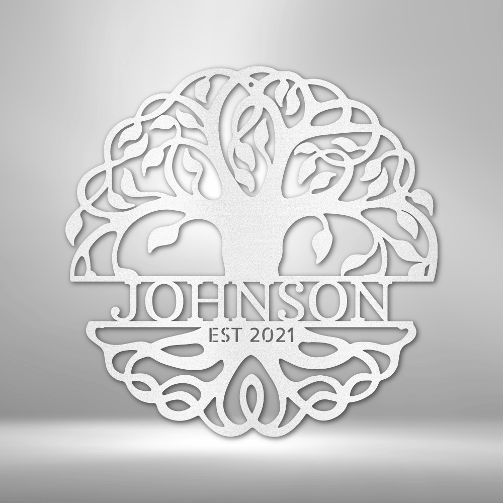 Personalized Tree of Life Metal Wall Art, Housewarming Gift, Fancy Tree of Life Décor, Wedding Gift, EST Metal Sign, Family Name Metal Wall Sign