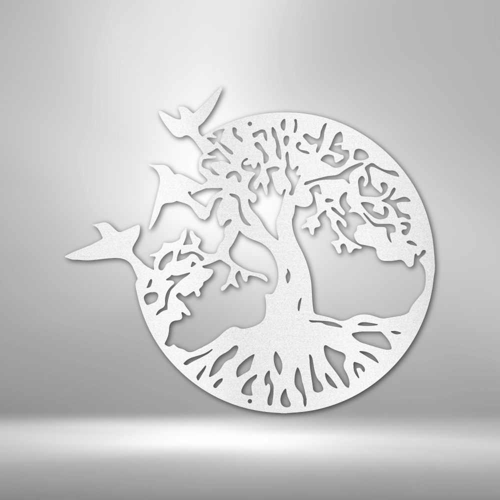 Take Flight Tree Metal Sign, Tree of Life Wall Decor, Indoor Outdoor Hangings, Metal Art Christmas Gift