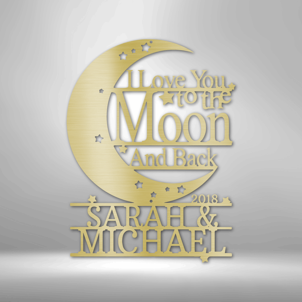 Personalized I Love You to the Moon and Back Sign, Wedding Anniversary Gift, Custom Metal Wall Décor, Bedroom Décor, Custom Monogram Steel Sign