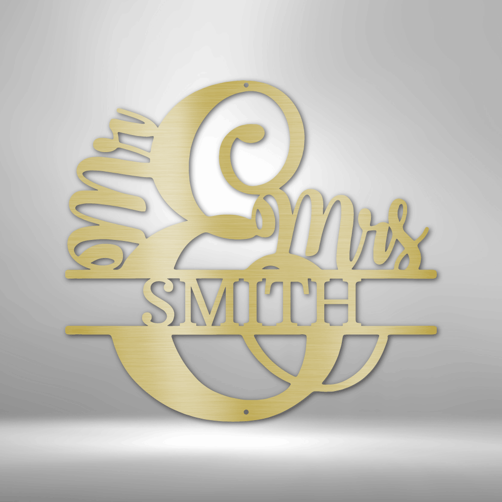 Personalized Mr & Mrs Split Monogram Metal Sign, Custom Couple Name Metal Sign, Housewarming Gift, Wedding Anniversary Gift, Indoor Wall Hanging.