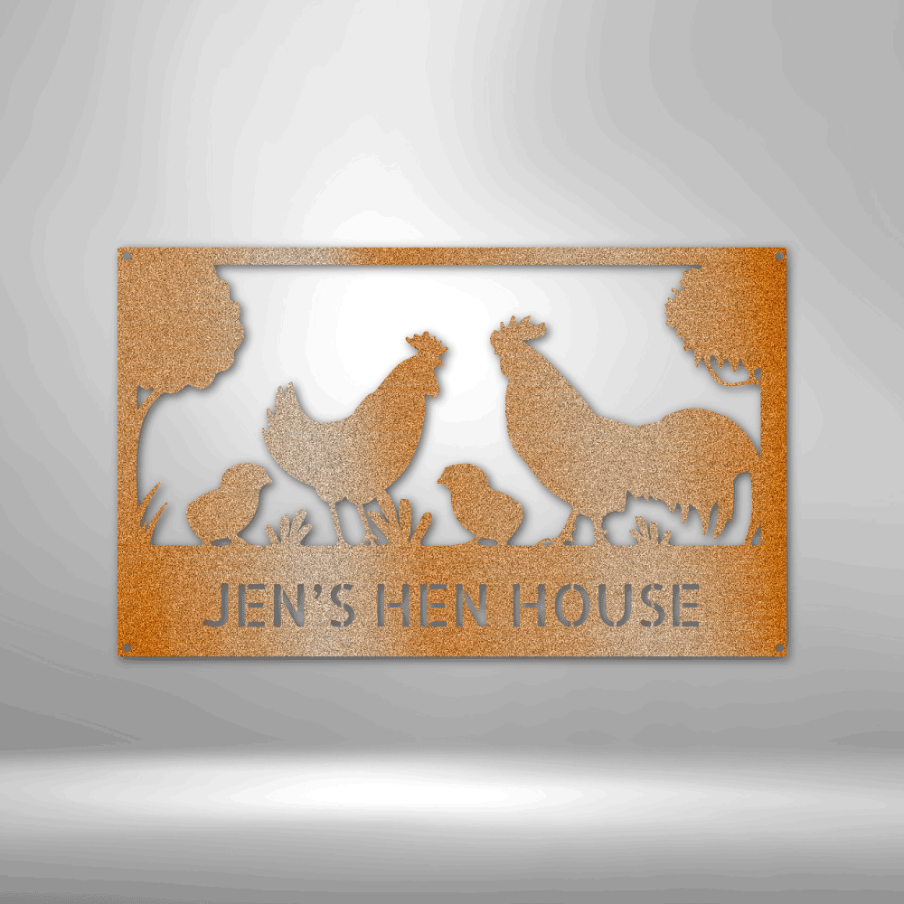 Personalized Chicken Coop Sign, Hen House Metal Sign, Custom Chicken Coop Metal Sign, Farmhouse Décor, Chicken Farm Sign, Family Name Metal Sign