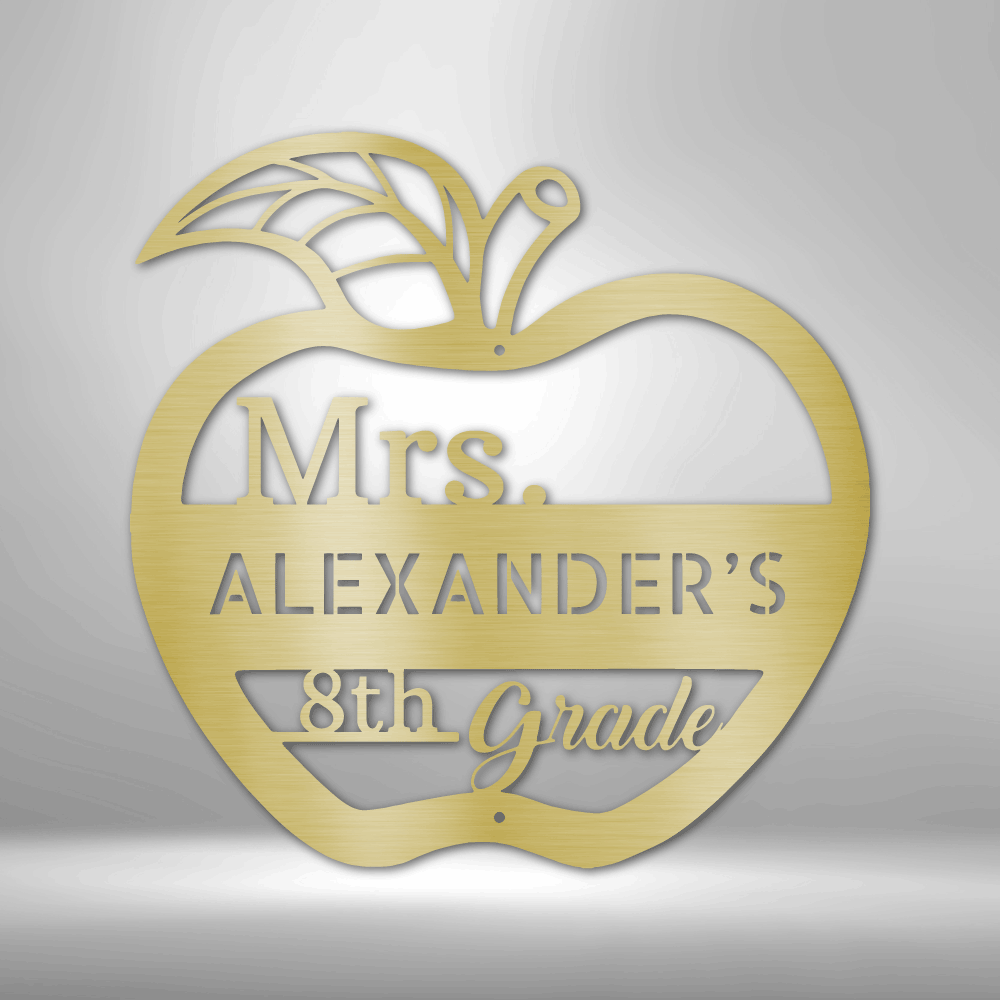 Teacher Personalized Metal Sign, Custom Apple Metal Door Hanger, Classroom Wall Décor, Teacher Appreciation, School Teacher Gift