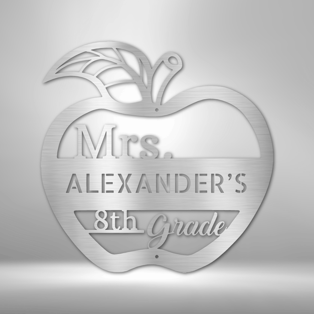 Teacher Personalized Metal Sign, Custom Apple Metal Door Hanger, Classroom Wall Décor, Teacher Appreciation, School Teacher Gift