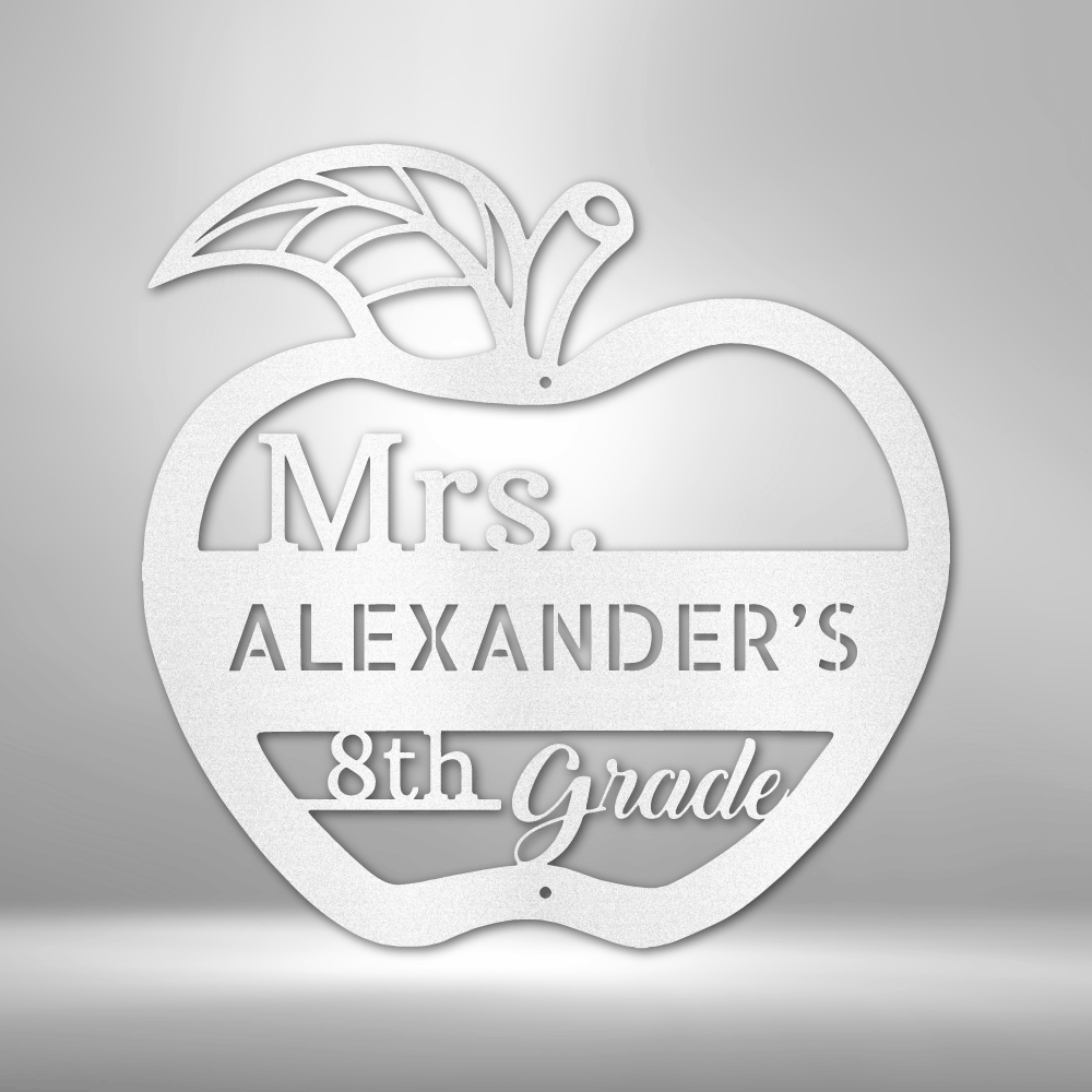 Teacher Personalized Metal Sign, Custom Apple Metal Door Hanger, Classroom Wall Décor, Teacher Appreciation, School Teacher Gift
