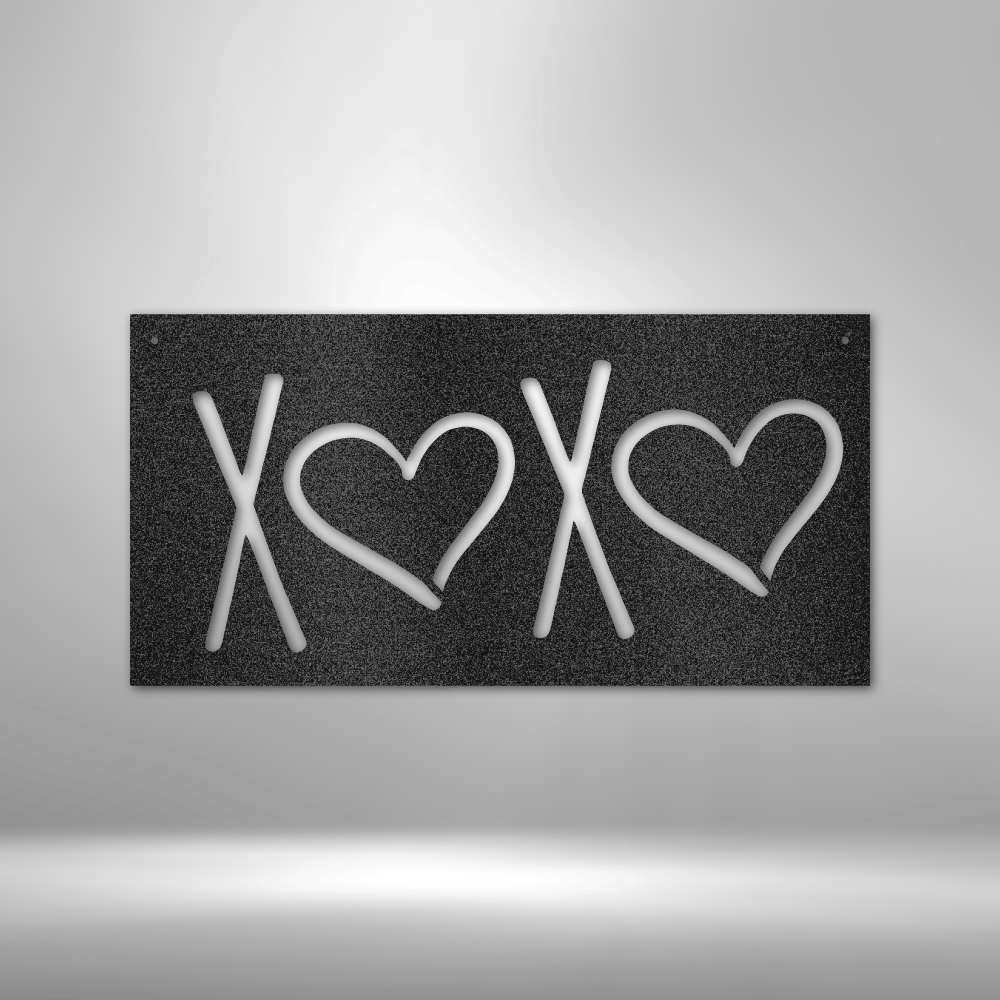 XOXO Hugs and Kisses Metal Sign, Living Room Decor, Birthday Gift For Loved Ones, Wall Hangings, Interior Metal Art