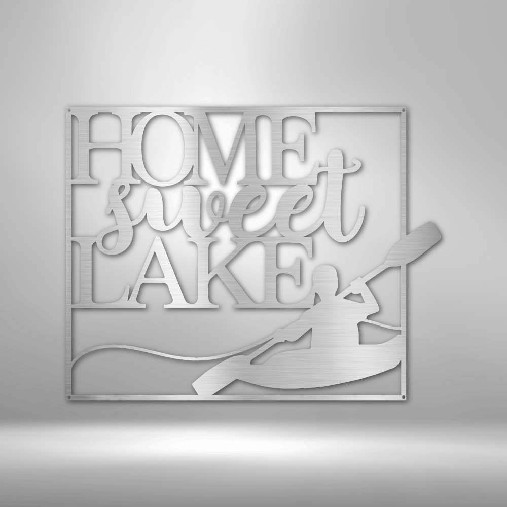 Home Sweet Lake Quote Kayaking Metal Art Sign, Sweet Home Wall Art Decor, Living Room Wall Art Sign, Housewarming Gift For Her