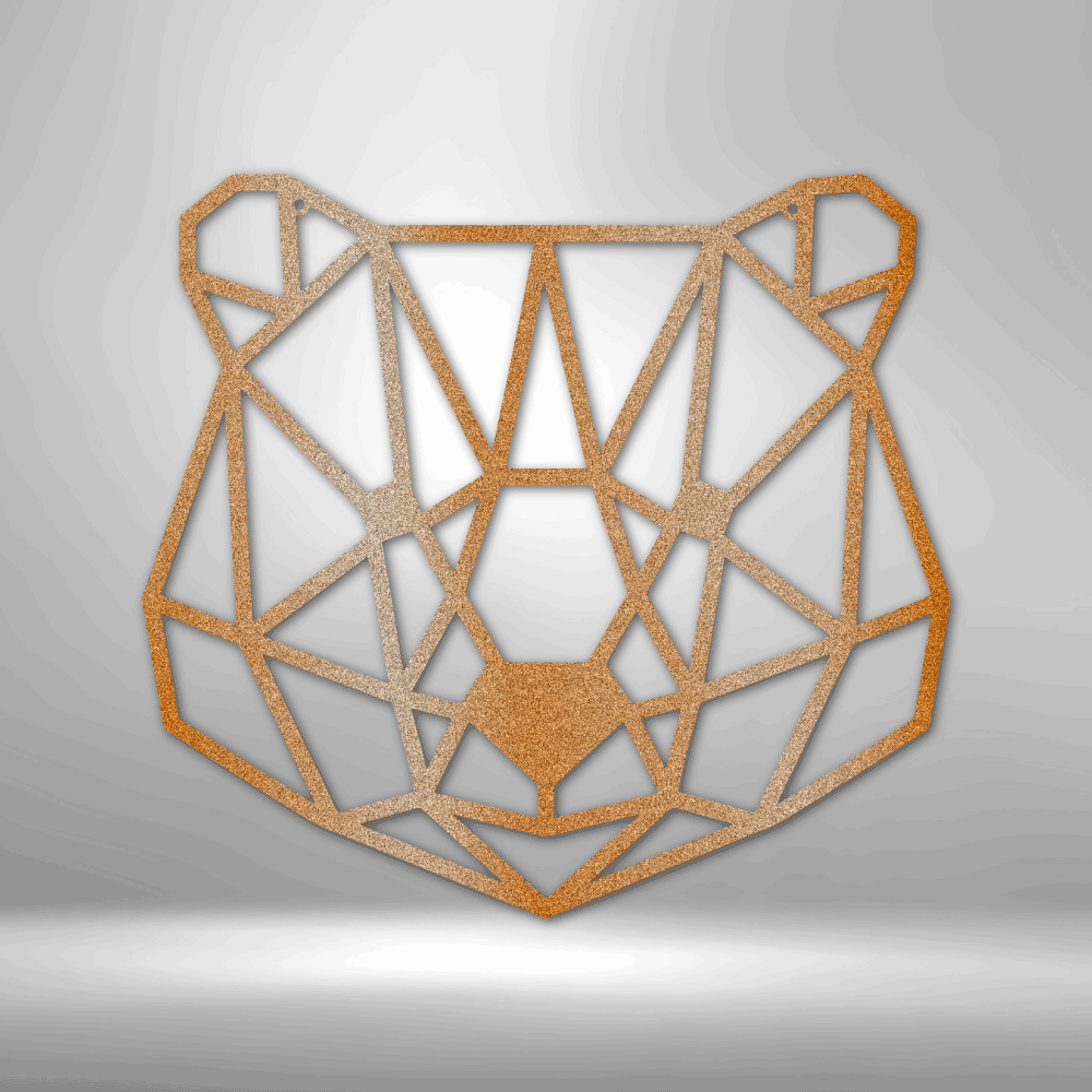 Geometric Bear Metal Sign, Geometric Bear Wall Art Decor Gift For Him, Cabin Wall Hanging, Indoor Outdoor Wall, Living Room Wall Art Decoration.