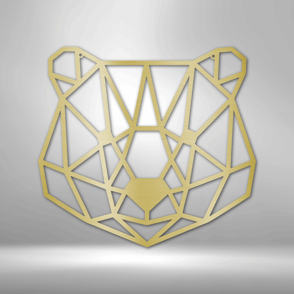 Geometric Bear Metal Sign, Geometric Bear Wall Art Decor Gift For Him, Cabin Wall Hanging, Indoor Outdoor Wall, Living Room Wall Art Decoration.