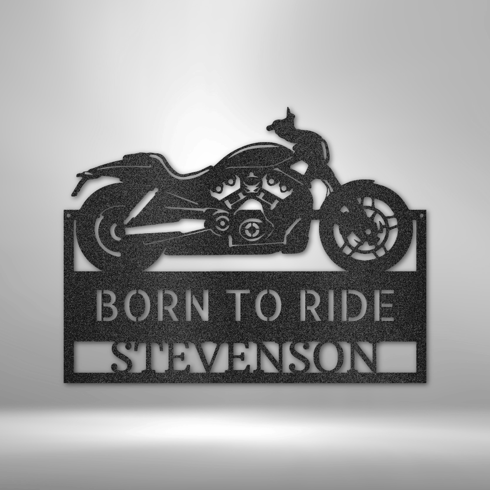 Custom Motorcycle Metal Sign, Indoor Outdoor Wall Decor, Personalized Last Name Born to Ride Wall Art, Fathers Day Gift For Dad.