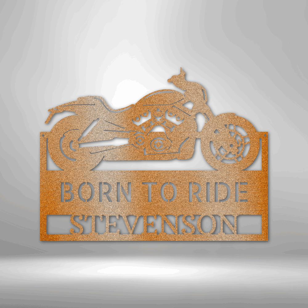 Custom Motorcycle Metal Sign, Indoor Outdoor Wall Decor, Personalized Last Name Born to Ride Wall Art, Fathers Day Gift For Dad.