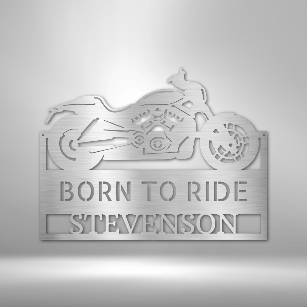 Custom Motorcycle Metal Sign, Indoor Outdoor Wall Decor, Personalized Last Name Born to Ride Wall Art, Fathers Day Gift For Dad.