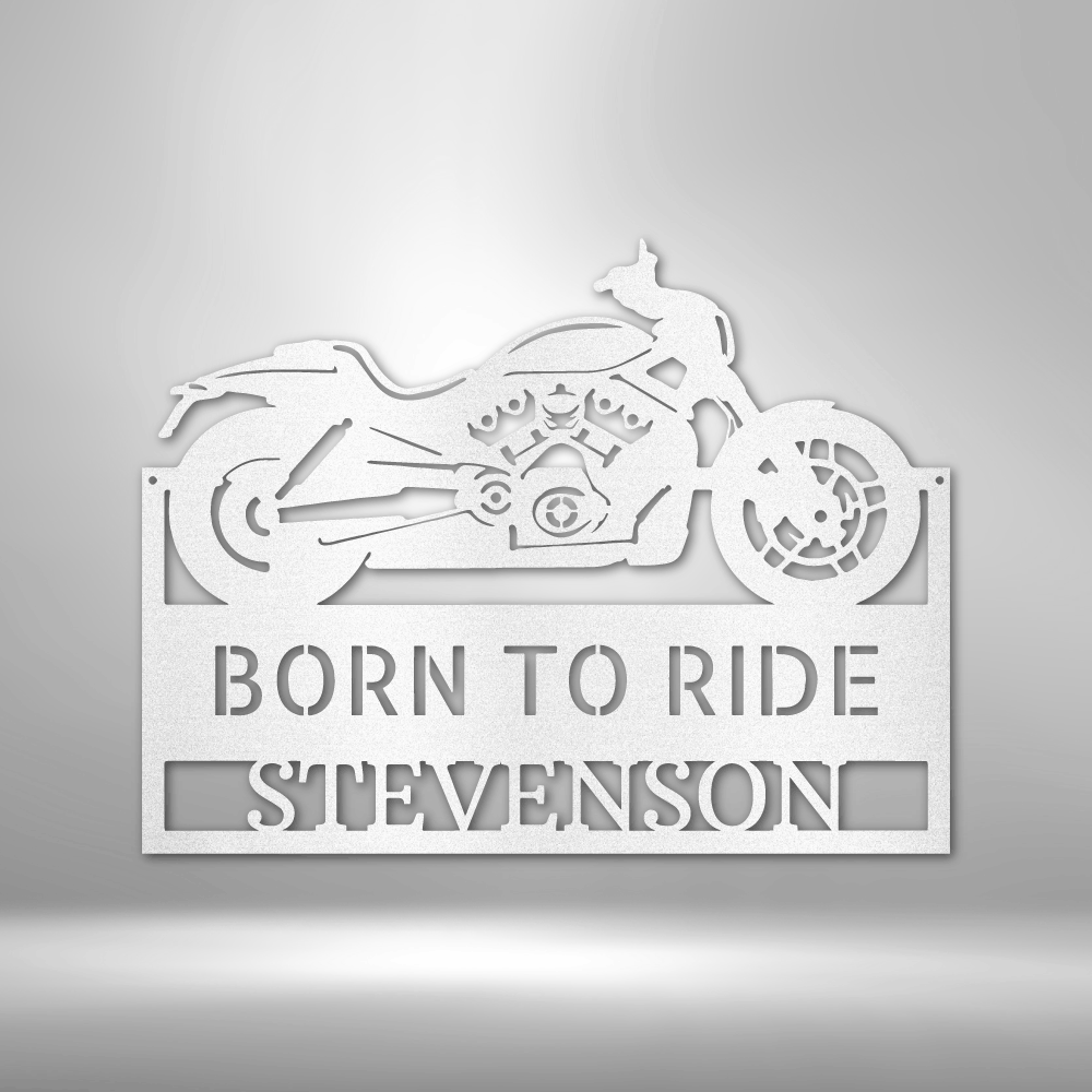 Custom Motorcycle Metal Sign, Indoor Outdoor Wall Decor, Personalized Last Name Born to Ride Wall Art, Fathers Day Gift For Dad.