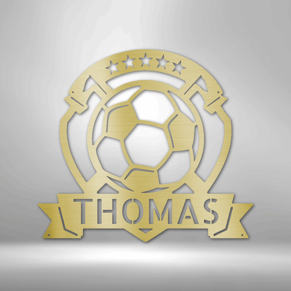 Soccer Plaque Metal Sign With Name Home Decor, Personalized Soccer Plaque Wall Art Hanging, Indoor Decor, Living Room Wall Art, Birthday Gift For Soccer Loving Son.