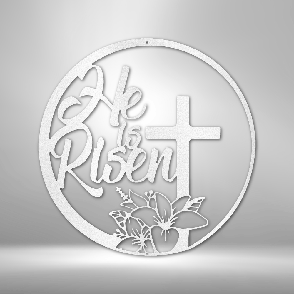 He is Risen Metal Sign Monogram, Easter Celebration Metal Sign, Christian Sign Plaque, Jesus Is Risen.