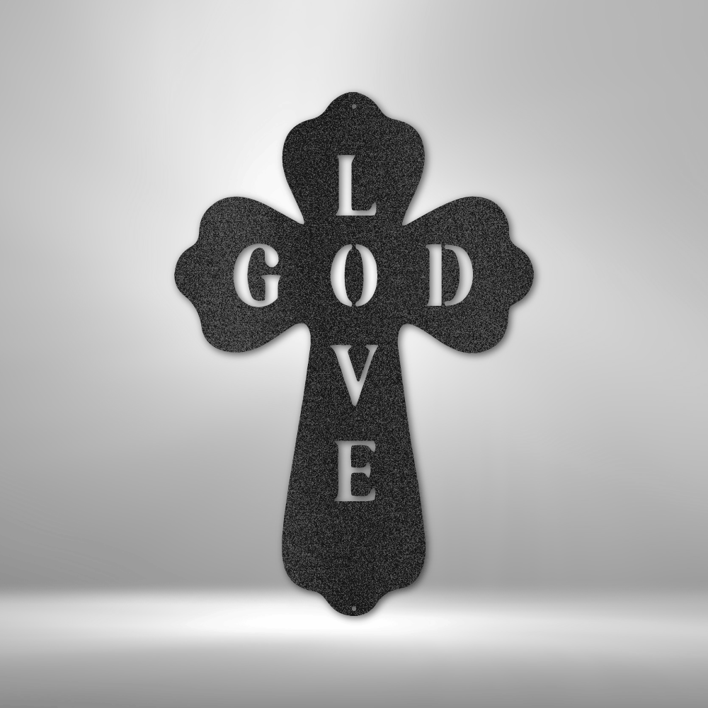 God Love Cross Metal Art Sign, God Love Cross Wall Art Decor, Religious Home Accent, Christian Cross Metal Art, God Love Decor, Baptism Gift.