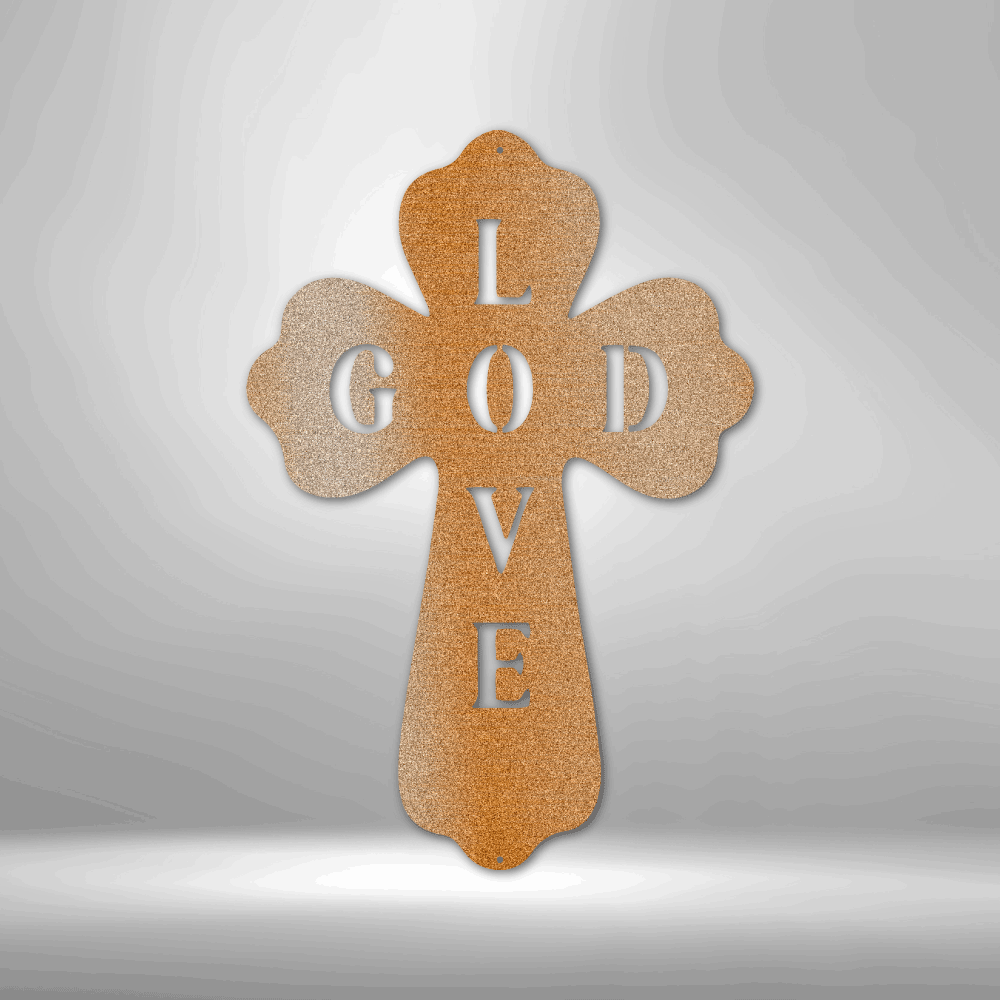 God Love Cross Metal Art Sign, God Love Cross Wall Art Decor, Religious Home Accent, Christian Cross Metal Art, God Love Decor, Baptism Gift.