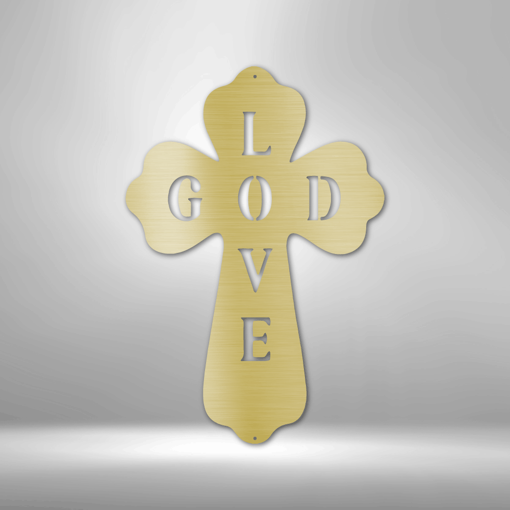 God Love Cross Metal Art Sign, God Love Cross Wall Art Decor, Religious Home Accent, Christian Cross Metal Art, God Love Decor, Baptism Gift.