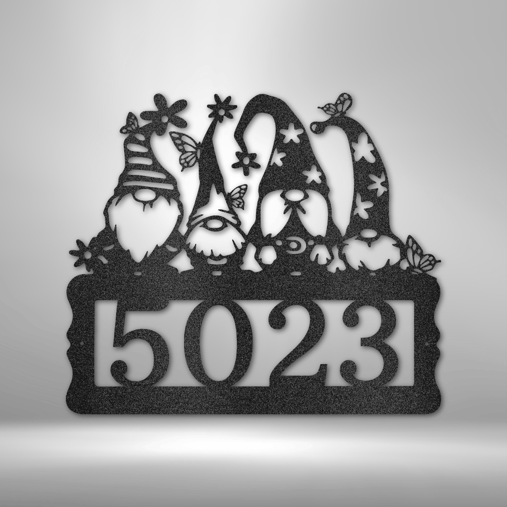 Gnome Address Sign, Personalized Metal Address Sign, House Number Plaque, Metal Address Numbers, Outdoor sign
