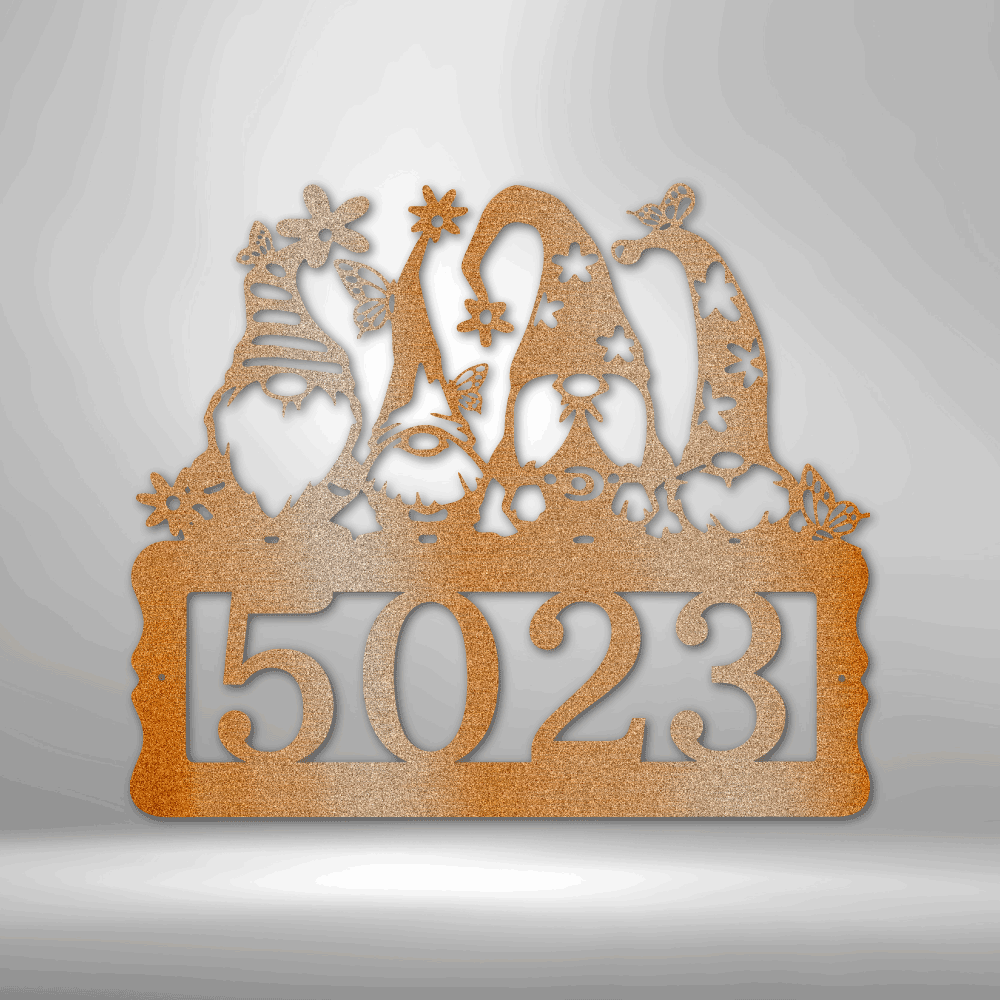 Gnome Address Sign, Personalized Metal Address Sign, House Number Plaque, Metal Address Numbers, Outdoor sign