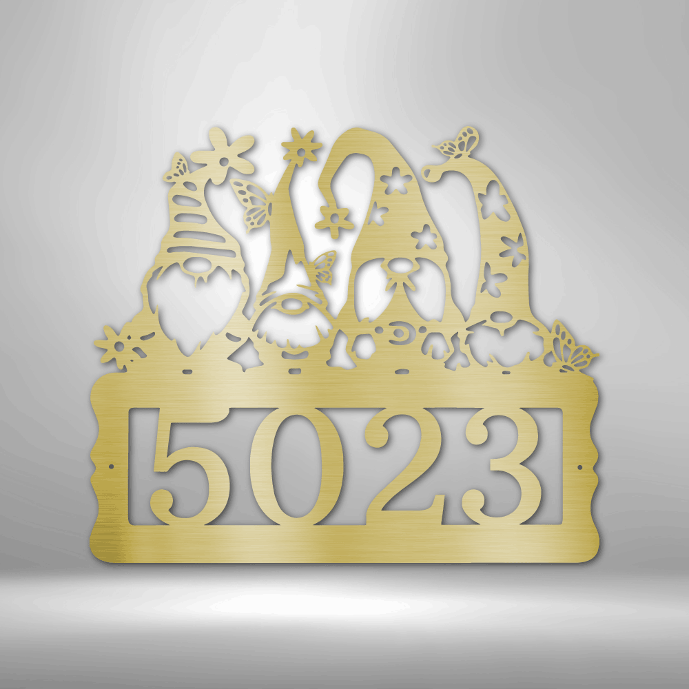 Gnome Address Sign, Personalized Metal Address Sign, House Number Plaque, Metal Address Numbers, Outdoor sign