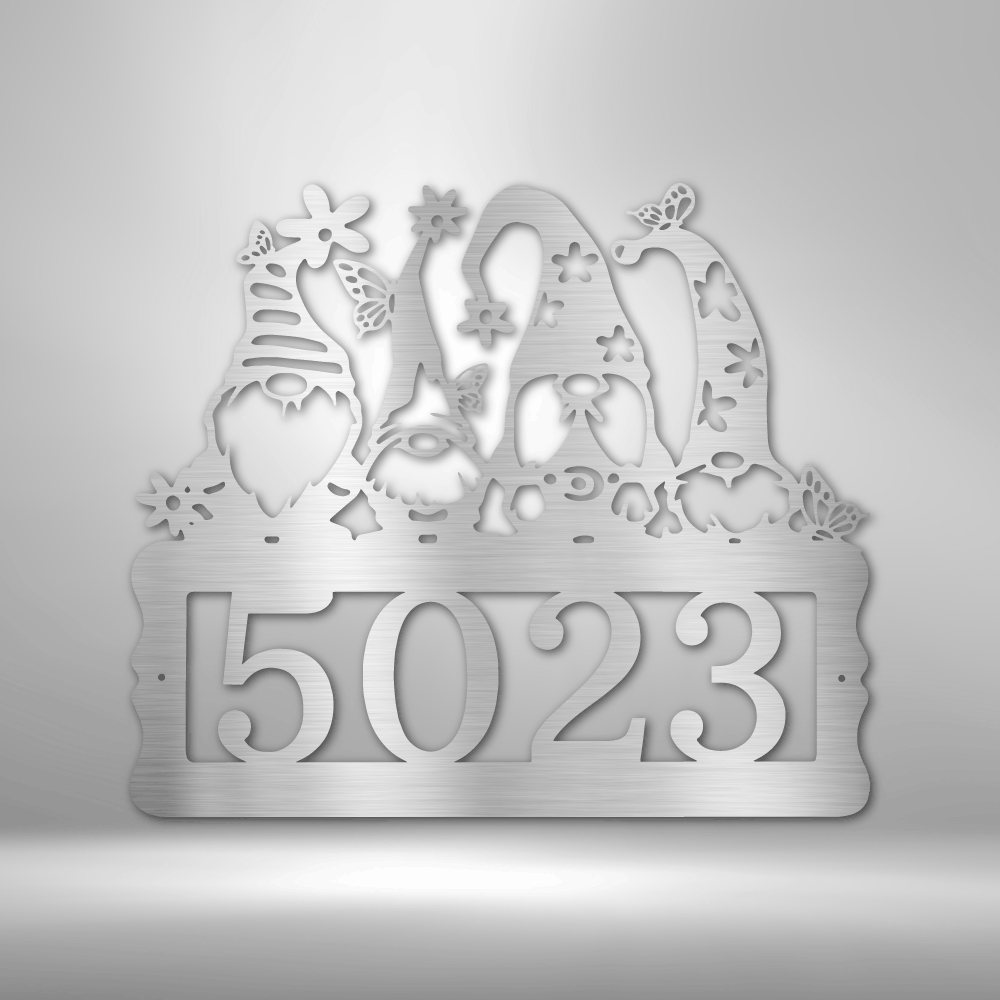 Gnome Address Sign, Personalized Metal Address Sign, House Number Plaque, Metal Address Numbers, Outdoor sign