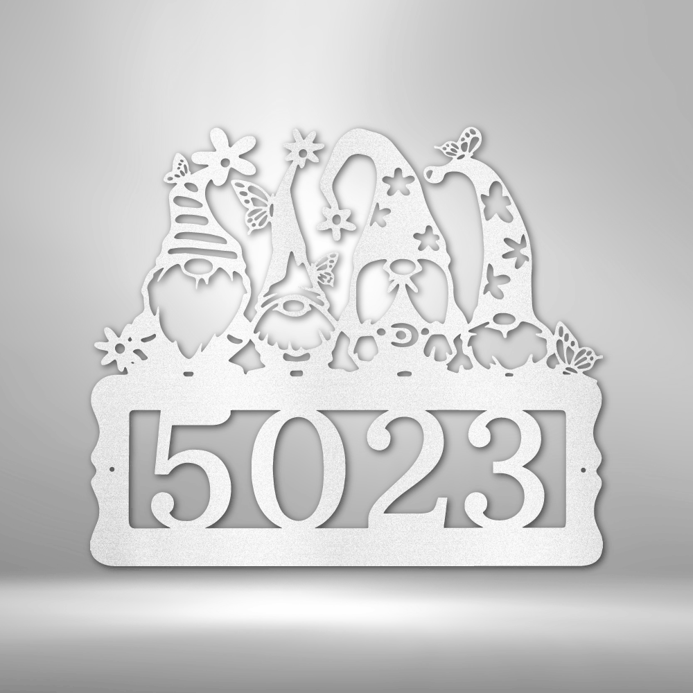 Gnome Address Sign, Personalized Metal Address Sign, House Number Plaque, Metal Address Numbers, Outdoor sign