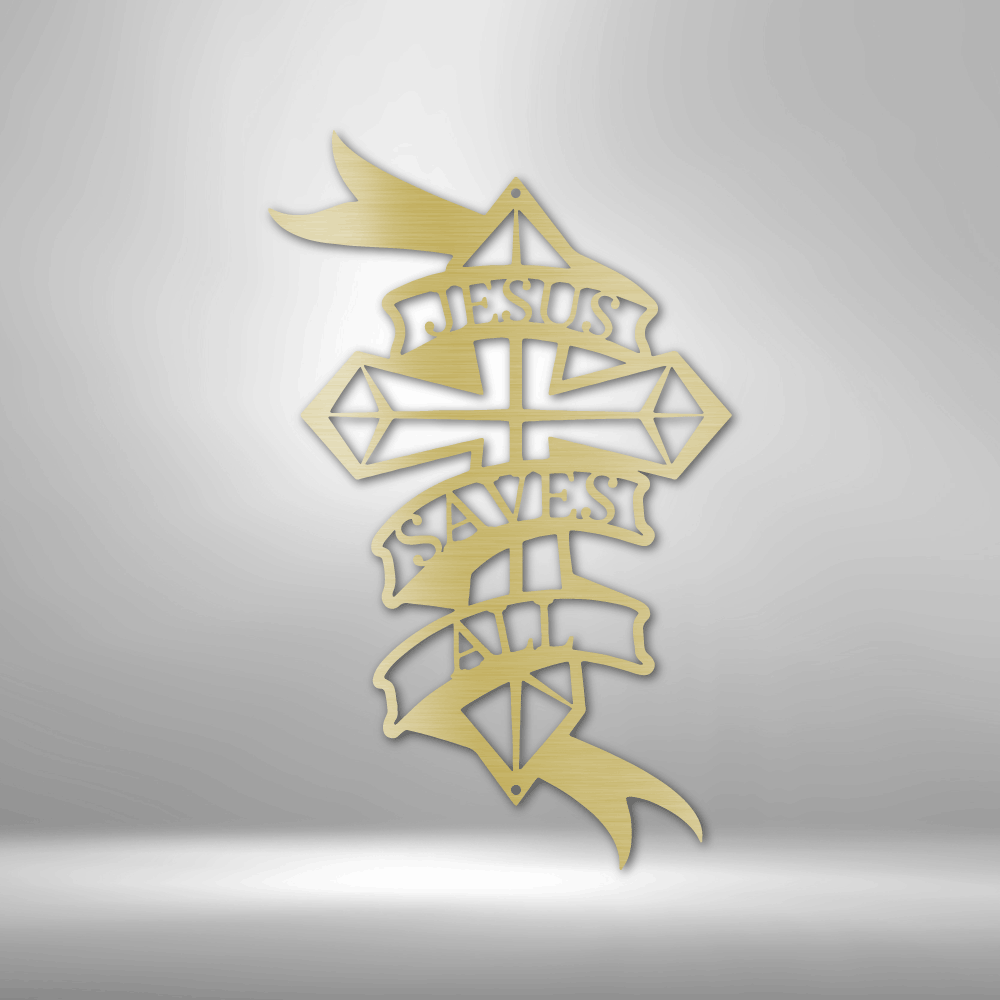 Jesus Saves All Steel Sign Monogram, Christian Metal sign Art, Religious Wall Hangings, Indoor Outdoor Decor..