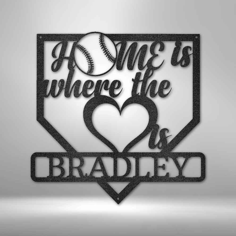 Metal Baseball Wall Decor, Home is Where Love Is Monogram, Customizable Baseball Wall Hanging