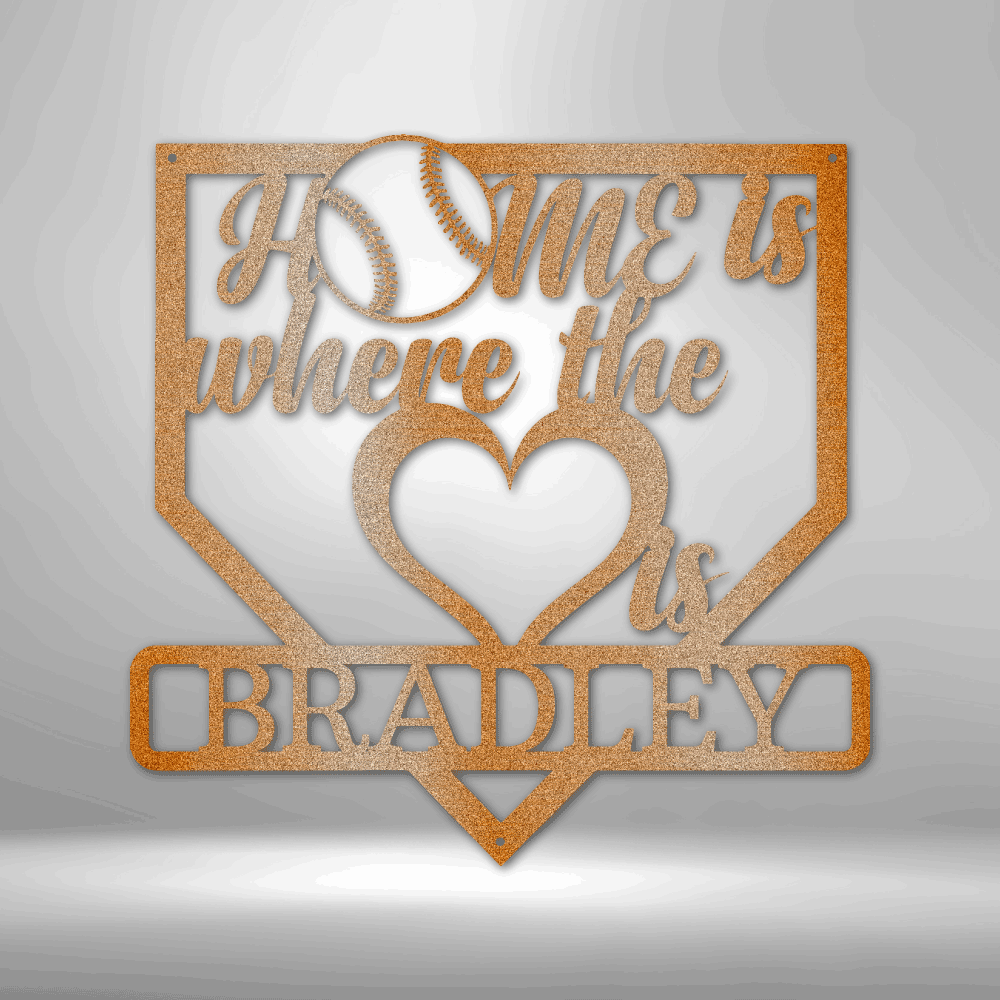 Metal Baseball Wall Decor, Home is Where Love Is Monogram, Customizable Baseball Wall Hanging