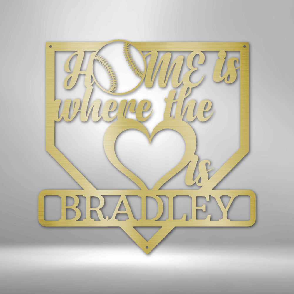 Metal Baseball Wall Decor, Home is Where Love Is Monogram, Customizable Baseball Wall Hanging