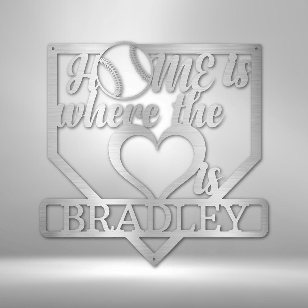 Metal Baseball Wall Decor, Home is Where Love Is Monogram, Customizable Baseball Wall Hanging