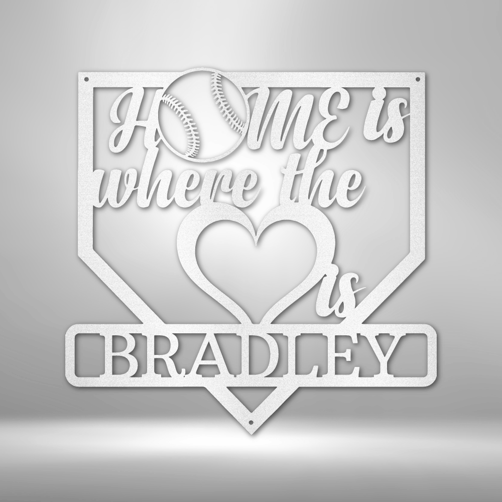 Metal Baseball Wall Decor, Home is Where Love Is Monogram, Customizable Baseball Wall Hanging