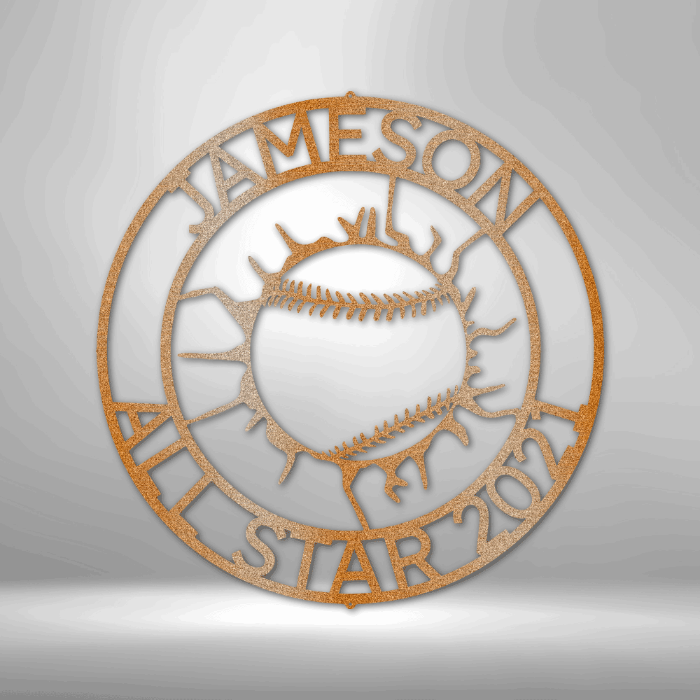 Custom Baseball Wall Art, Baseball Metal Sign, Christmas Gift For Him, Personalized Wall Decor, Home Run Monogram