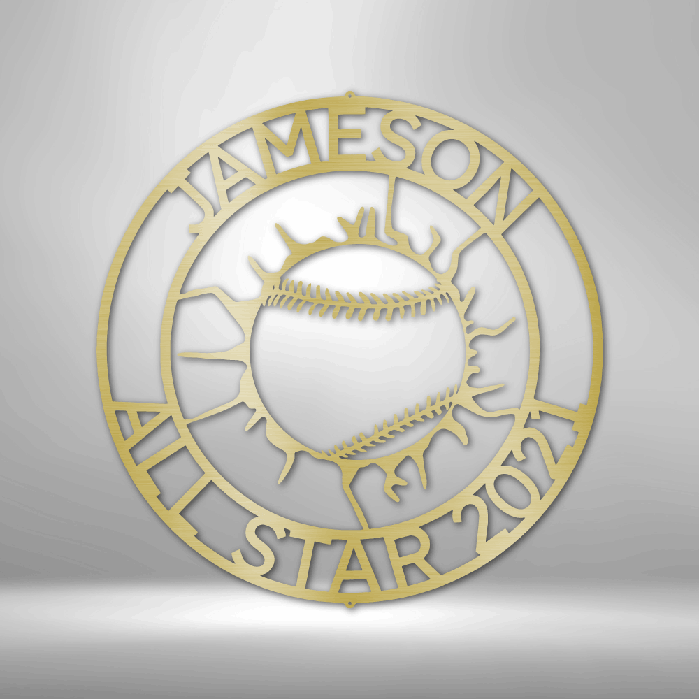 Custom Baseball Wall Art, Baseball Metal Sign, Christmas Gift For Him, Personalized Wall Decor, Home Run Monogram