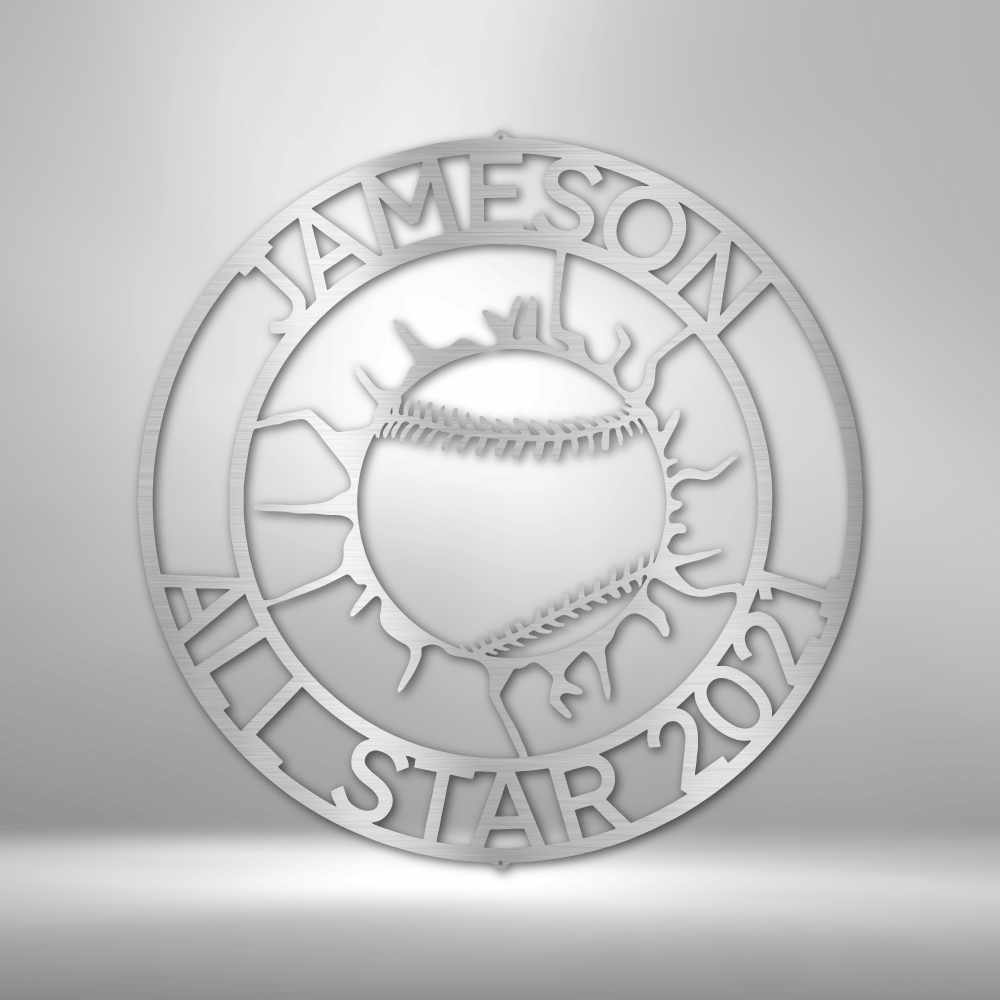 Custom Baseball Wall Art, Baseball Metal Sign, Christmas Gift For Him, Personalized Wall Decor, Home Run Monogram