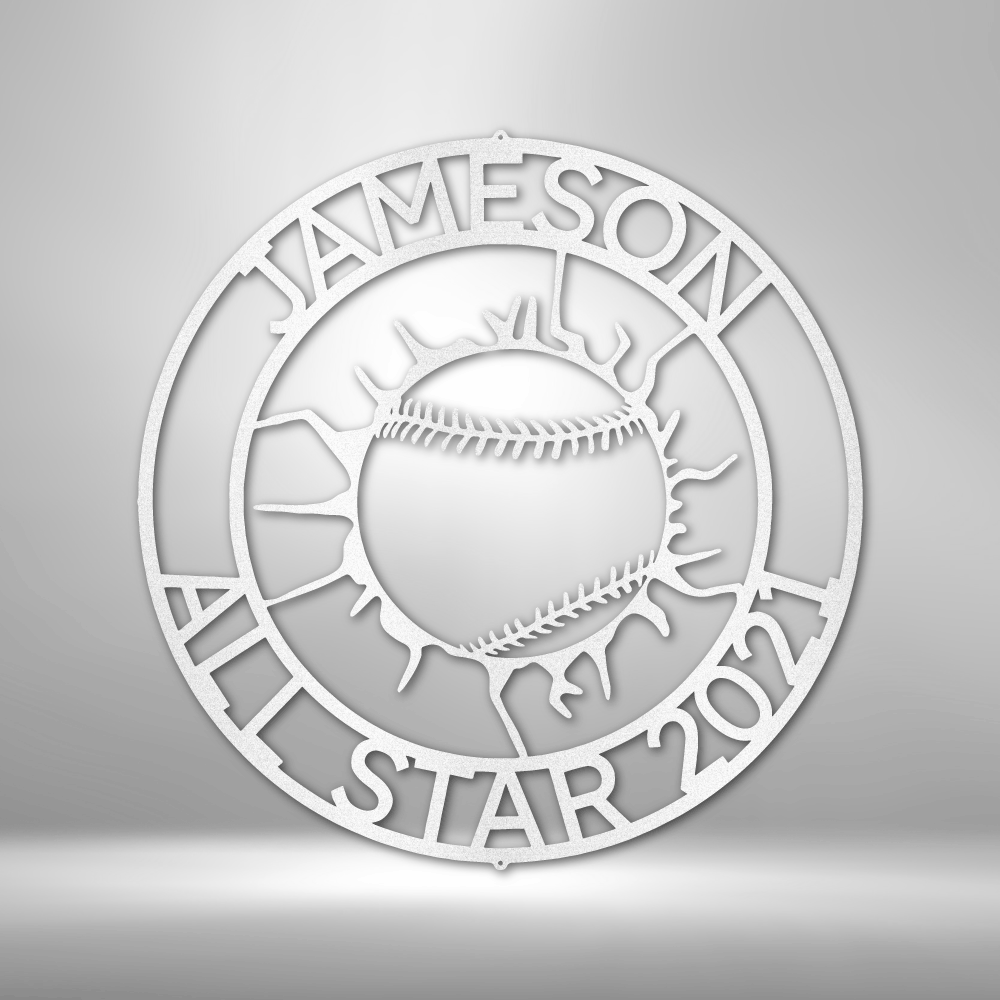 Custom Baseball Wall Art, Baseball Metal Sign, Christmas Gift For Him, Personalized Wall Decor, Home Run Monogram