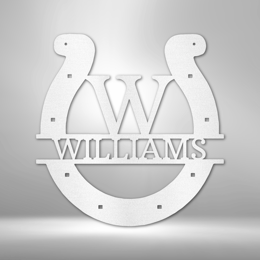 Custom Horseshoe Metal Sign, Indoor Outdoor Hangings, Horseshoe Livingroom Decor, Personalized Horseshoe Metal Plaque with Initial and Name, Wall Hanging Decor