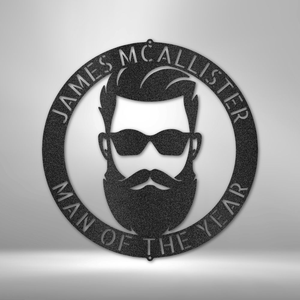 Personalized Manly Metal Art Sign, Custom Bearded Man Art Decor, Birthday Gift For Bearded Guy, Man Cave Wall Hanging, Fancy Home Decor
