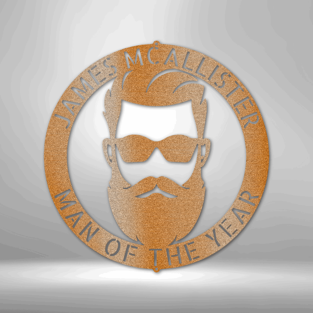 Personalized Manly Metal Art Sign, Custom Bearded Man Art Decor, Birthday Gift For Bearded Guy, Man Cave Wall Hanging, Fancy Home Decor