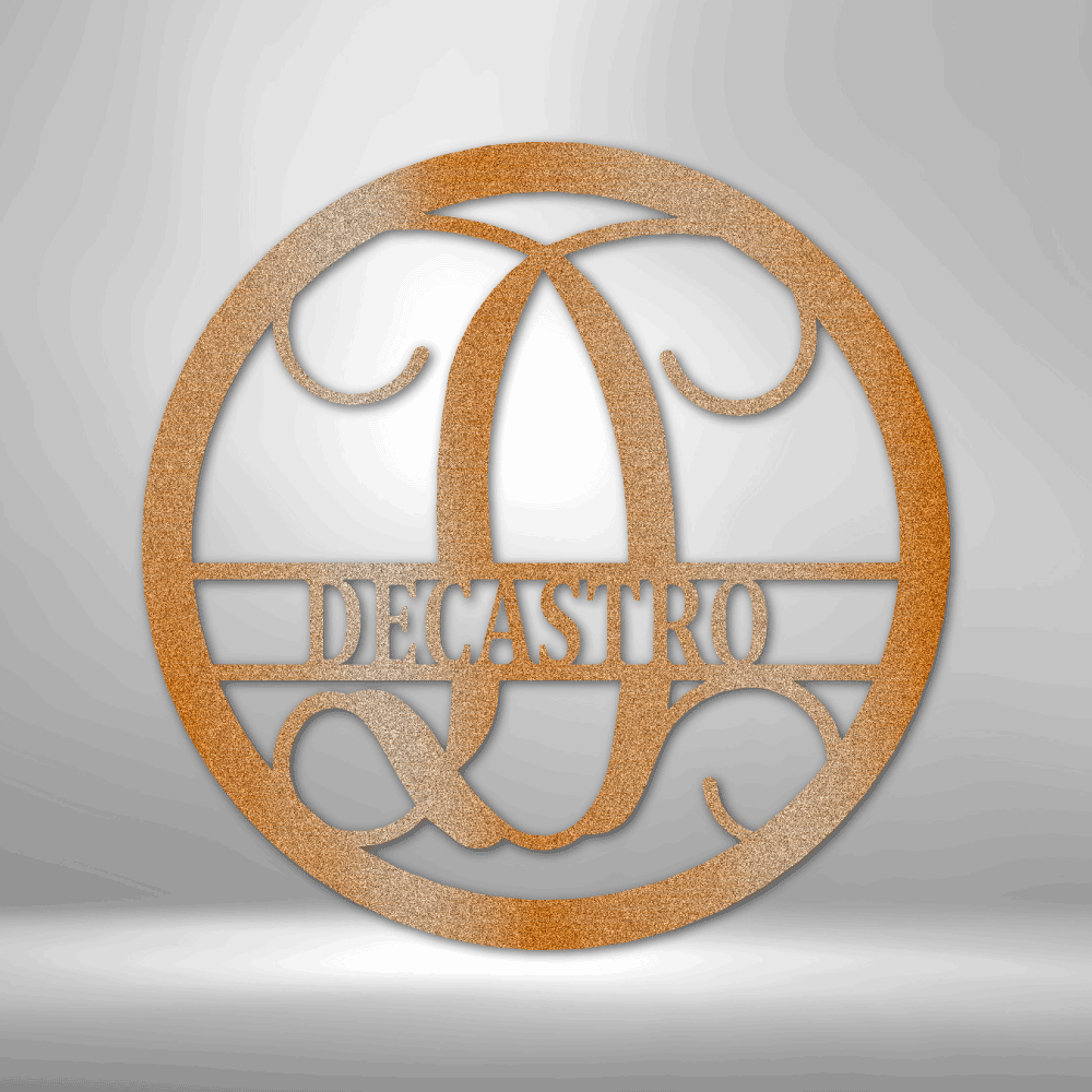Custom Circle Vine Metal Sign, Personalized Name Circle Vine Metal Art, Farmhouse Wall Hanging, Family Name And Initial Metal Art, Outdoor Sign.