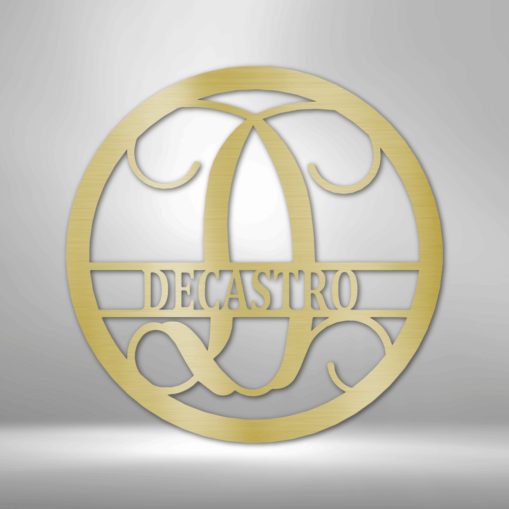 Custom Circle Vine Metal Sign, Personalized Name Circle Vine Metal Art, Farmhouse Wall Hanging, Family Name And Initial Metal Art, Outdoor Sign.