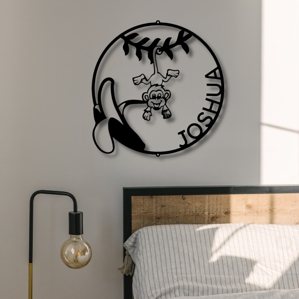Kids Room Décor, Our Little Monkey Monogram Sign, Nursery Wall Décor Personalized Name Sign, Bedroom Décor Wall Art
