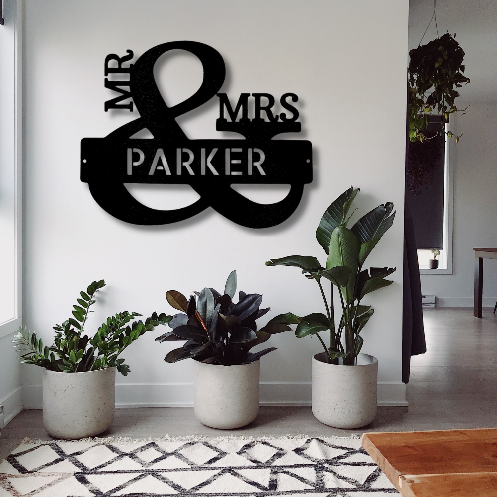 personalized Couples Name Metal Sign, Indoor Hangings, Living Room Wall art, Housewarming Gifts for Couples
